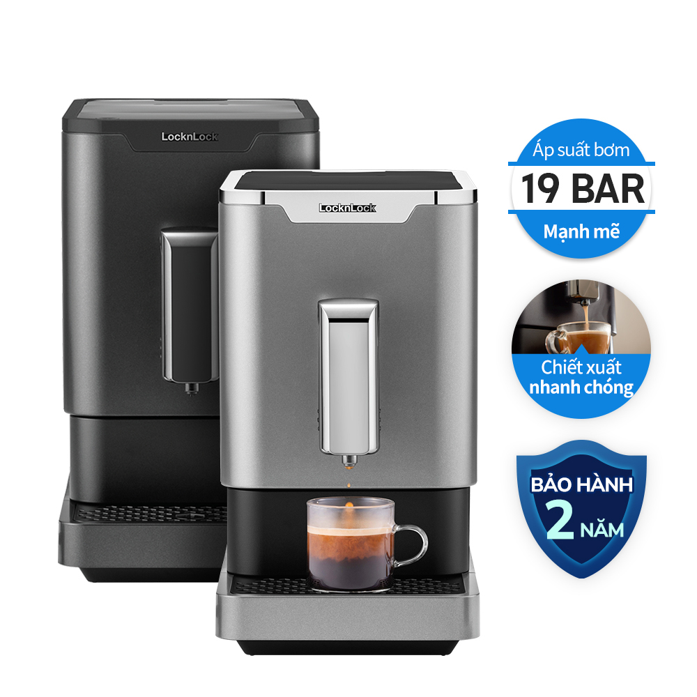 Máy Pha Cà Phê Lock&Lock Espresso Machine 220V, 50Hz, 1235W - 2 Màu (Đen, Bạc) - EJC636